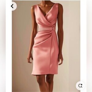 Pink Sheath Cocktail Dress with Plunge Neckline